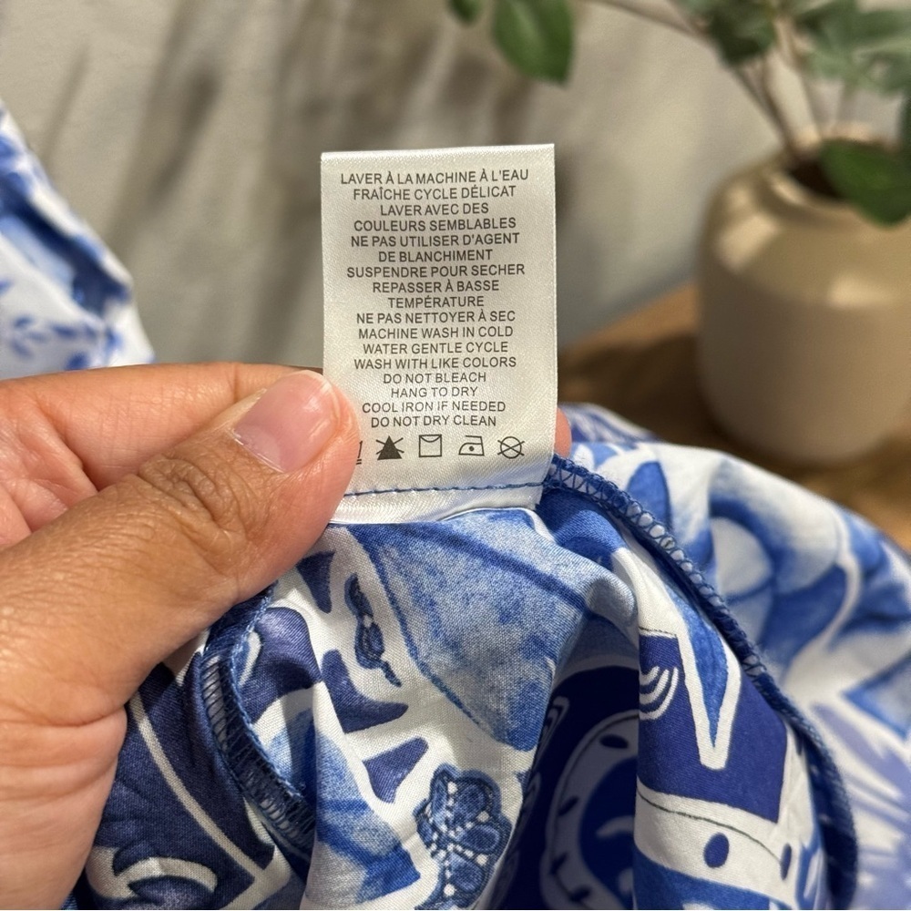 Caroline Constas NWT Medium Blue White Floral Sweatheart Midi Dress Boho Resort - Picture 5 of 7